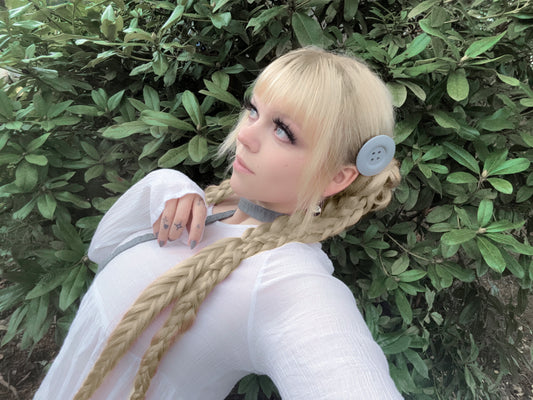 Grey Button Hair Clip