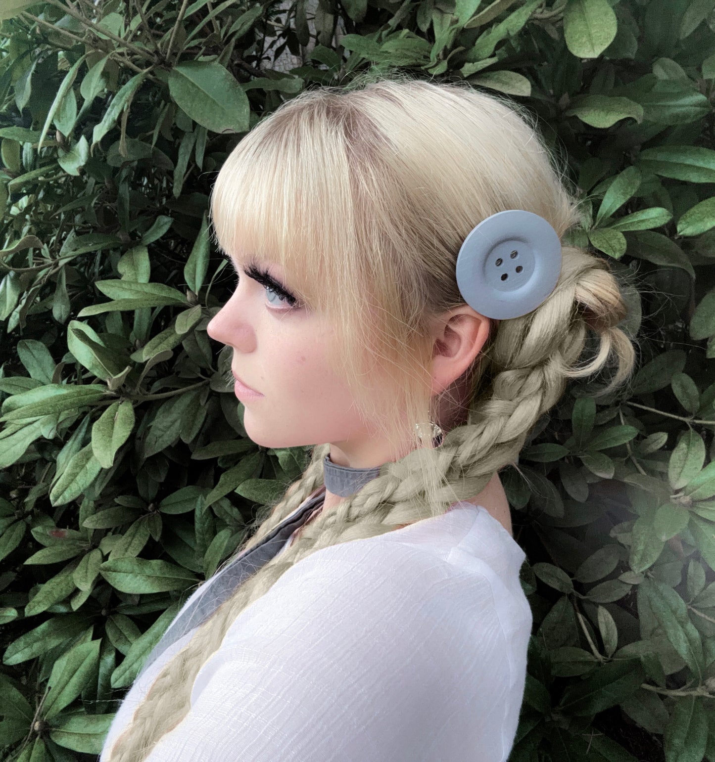 Grey Button Hair Clip