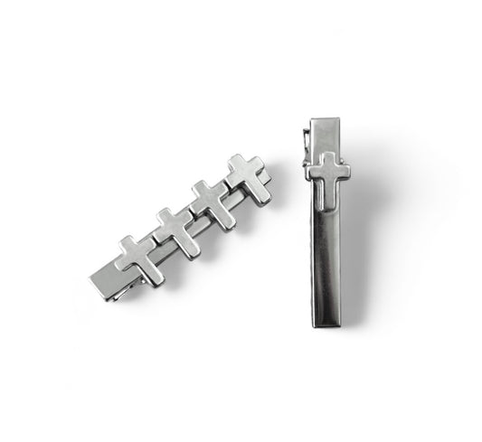 Silver Cross Hair Clips