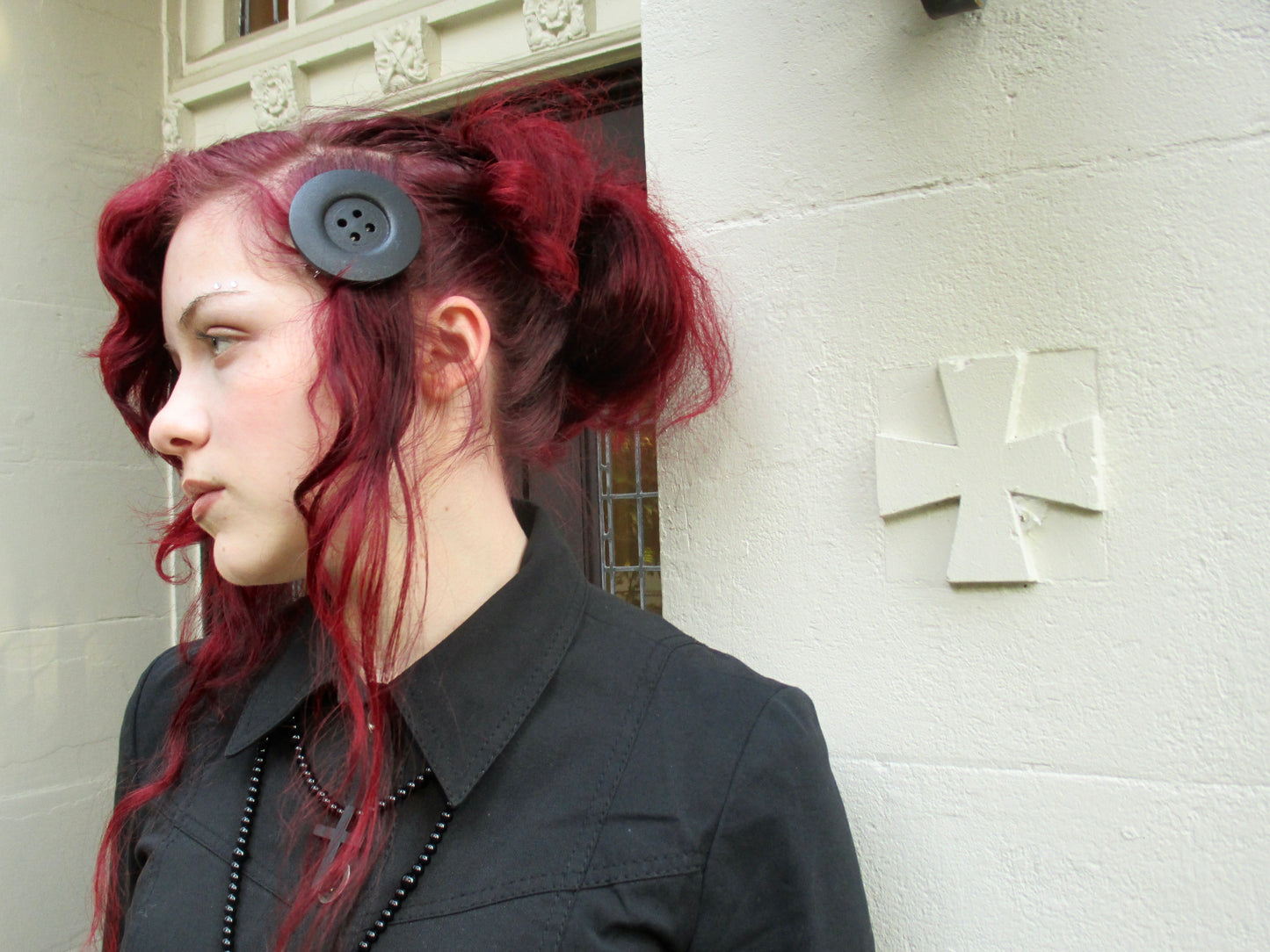 Black Button Hair Clip