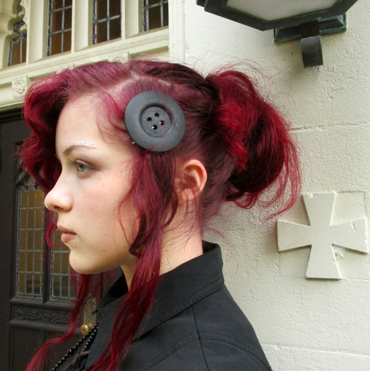 Black Button Hair Clip